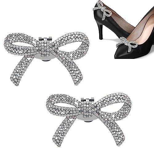 NCOALE 2 clips para zapatos de boda, clips para zapatos de novia, diamantes de imitación para zapatos, hebilla de zapatos, lazos, accesorios decorativos, Aleación + diamantes de imitación, plata