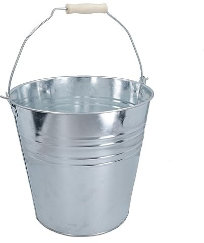 AB Tools Secchio in acciaio zincato da 15 l, secchio per acqua, carbone, fuoco, serra, piante da giardino, 1 pezzo