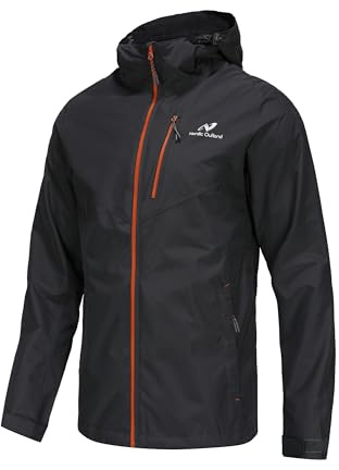 NORDIC OUTLAND Mens Rain Jacket with Mesh Lining,Waterproof Breathable Raincoat,Hooded Windbreaker for Outdoor (X-Large, Charcoal