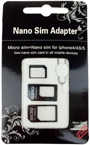 FLLAGG20 2X Adaptador Tarjeta Sim Movil Card 4 en 1 (Nano a Micro, Micro a Standard, Nano a Standard) para Todos los Dispositivos móviles + Clip para Extraer Universal Sim Adapter
