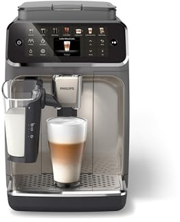 Philips 4400 Series Fully Automatic Espresso Machine, LatteGo Milk System, Integrated Grinder, 12 Hot & Iced Coffee Pre-Sets, Quick Start, SilentBrew, 15-Bar Pressure, Black Chrome (EP4444/90)