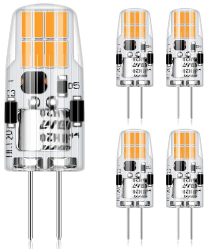 AGOTD Lampadine LED G4 2W Sostituiscono 20W Alogene, 2700K Bianco Caldo 296LM 12V AC/DC, Non Dimmerabili con Attacco G4, Confezione da 5