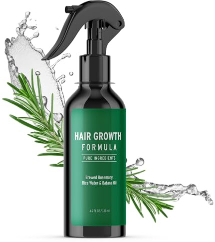 Rosemary Water Spray for Hair Growth, Rosemary Hair Growth Scalp Spray With Rice Water & Batana Oil, Biotin, Citrus Peel and Mint to Strengthen Strands and Promote Hair, 4.2 fl oz