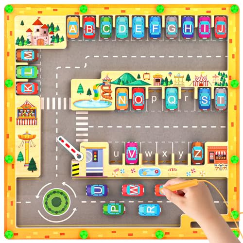 FUIOCOCP Labirinto Magnetico, Lettere Magnetiche Bambini Gioco da Tavolo Legno Giochi Educativi Autismo Tavola Giocattoli Montessori 3 4 5 6 Anni Regalo Compleanno Comunione Pasqua Natale per Ragazzi
