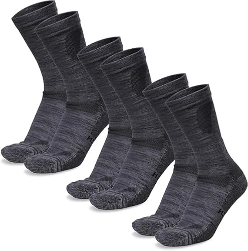 Merino.tech Calcetines Lana Merino Hombre y Mujer - Térmicos, Transpirables, Suaves para Uso Diario, Trekking y Deporte (Charcoal Pack of 3, 39-42)