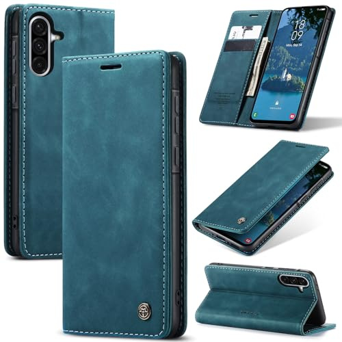 Azororo Cover per Samsung Galaxy A36 5G, Premium PU Pelle Custodia, Magnetica Carta Fessura Portafoglio Case, Flip Cavalletto Custodia per Samsung Galaxy A36- Blu verde