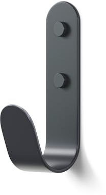 The Hairpin Leg Co. J-Hook Coat & Wall Hook, Graphite Grey, Single | Oversized curved 133mm steel hook; holds 15kg; 58mm projection; colour-matched caps; fixings & drilling template; indoor only