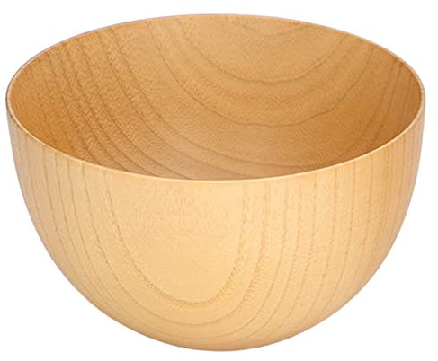 KIMISS Bol en Bois Ipe, Couleur Claire de Couleur Jujube Simple Bol en Bois Rondins de Riz Rond Rond Coor Bols Couleurs Snack Dip Table Vaisse (Moyen pour <30 kg chien 185x120x65mm)