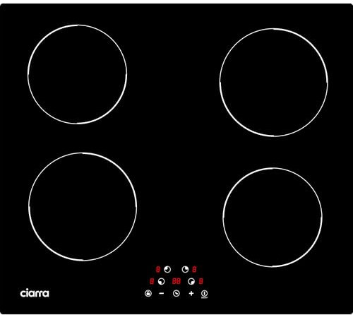 CIARRA Plaque Induction 4 Zones - Table de Cuisson - 9 Niveaux, Minuterie, Commande Tactile, AWBBIH4-D
