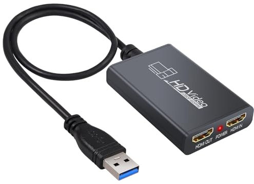 eSynic HDMI to USB 3.0 Video Capture Card | 1080P 60FPS Streaming Device with Loop-Out & Mic Input | Zero Latency Game Capture for PS4/Xbox/Switch/OBS | PC/Mac/Linux Compatible
