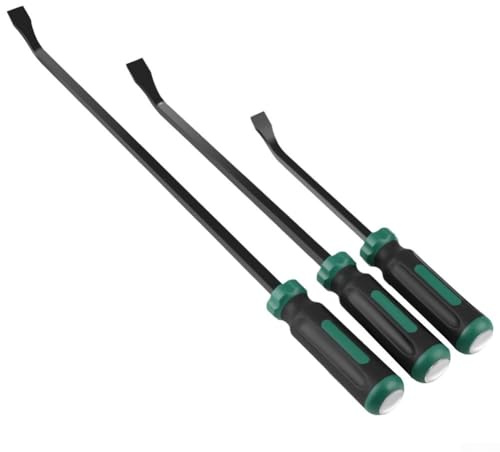 Heavy Duty Pry Bar Set with Strike Cap and Angled Tips for Automotive Mechanics, 2-Piece Steel Construction with Non-Slip Grip(18 inche)