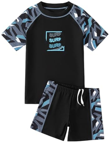 PythJooh Boys Two Pieces Swimming Costumes Rash Guard Set Swimsuit