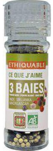 Moulins poivre 3 baies bio,45 g