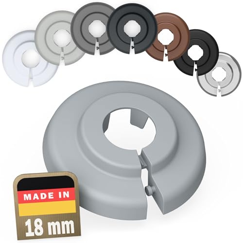 FUX Copri Tubi Termosifoni - 6 Rosette per Termosifone 18mm, Grigio finestra (RAL 7040) - Copertura per Tubi Riscaldamento, Rosette Termosifoni, Accessori Termosifoni