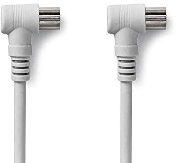 ConnectingU 90db 5m White Right Angled TV Aerial Cable Male to Male with Male to Male Coupler