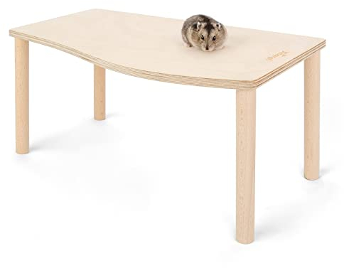 Niteangel Hamster Spielpodest aus Holz für Zwerghamster, Syrische Hamster, Gerbils, Mäuse, Degus oder andere kleine Haustiere… (Holzfarben, Wave - 7 Höhe)
