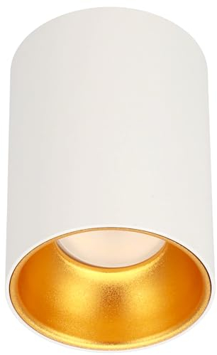 EDO Faretto da Soffitto GU10 ZAMA Lampada Rotondo Bianco Oro - Plafoniera da Soffitto Moderna - Ø80x110mm Apparecchio Alogeno 230V - Downlight in Alluminio per Camera da letto, Soggiorno, Cucina