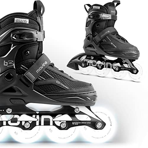 Movino Inline Skates Cruzer B3 Pattini A Rotelle Regolabili Pattini In Linea Per Ragazze Bambini E Adulti Pattini In Linea Con Ruote Luminose Roller Skates Per Donna Uomo Move & Led Technology