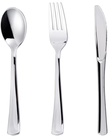 N9R 200 PCS Gold Plastic Silverware - Disposable Gold Plastic Silverware Cutlery Set, 100 Forks, 50 Spoons, 50 Knives for Party, Birthday, Wedding
