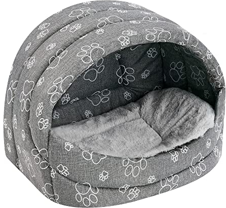SuperKissen24. Hundehütte Indoor - Hundebett - Hundebox für Kleine Mittlere und Große Hunde und Katzen - Wasserdicht Hundehöhle - Katzenhöhle - 61x45x41 cm - Claw Grau