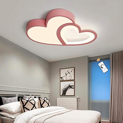 Lfoute Herz Deckenleuchte LED Cartoon Deckenlampe Modern Dimmbar Kinderzimmerlampe Mit Fernbedienung Jungen Mädchen Schlafzimmer Esszimmer Wohnzimmer Deckenbeleuchtung Acryl Kronleuchter Rosa,A