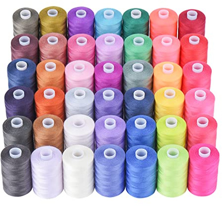 Simthread All Purpose Sewing Thread, 42 Spool Assorted 1000 Yards Polyester Threads for Sewing, Handy Polyester Sewing Threads for Sewing Machine(42 Colors)