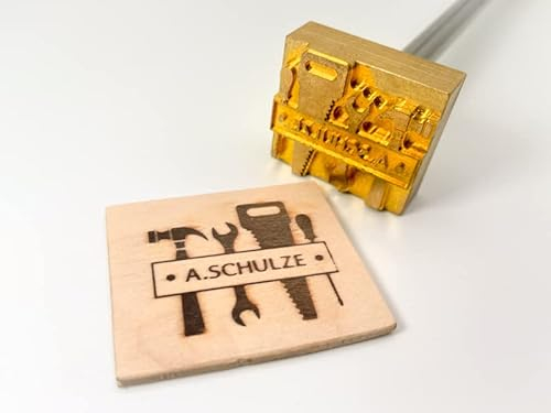 Dein Brandstempel elektrischer Schriftzug im Motiv Werkzeuge für Holz, Leder, Pappe - personalisiertes Brandeisen, individueller Brennstempel in 50 x 45 mm