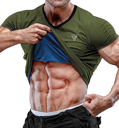 RDX Sweat T-Shirt Homme Sweat Suit, Néoprène Sauna Shirt Fitness Trainer Taille, Gym Débardeur pour Shapewear Perte de Poids Minceur Body Shaper Workout Yoga Bodybuilding Running