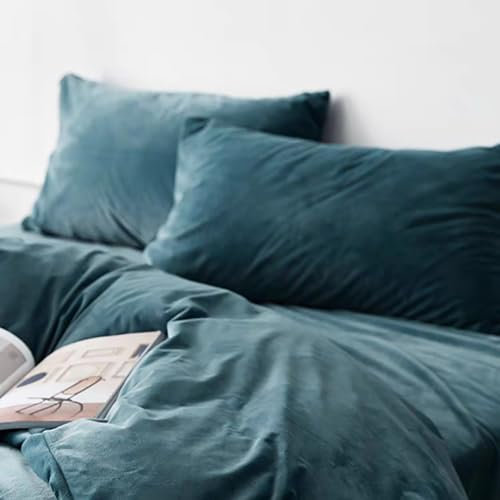 Michorinee 2er Set Warme Fleece Kissenbezug 40x80 cm Petrol Blau Cashmere Touch Kuschelig Flauschig Plüsch Samt Kissenhülle Kopfkissenbezug mit Reißverschluss