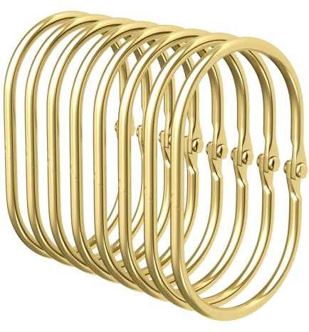 Bathway Lot de 12 anneaux de rideau de douche dorés anti-chute en métal antirouille pour tringle de rideau de douche