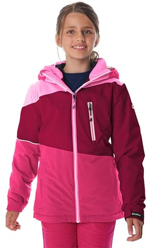 killtec Mädchen Skijacke/Funktionsjacke mit Kapuze und Schneefang KSW 331 GRLS SKI JCKT, dunkel himbeere, 152, 42091-000