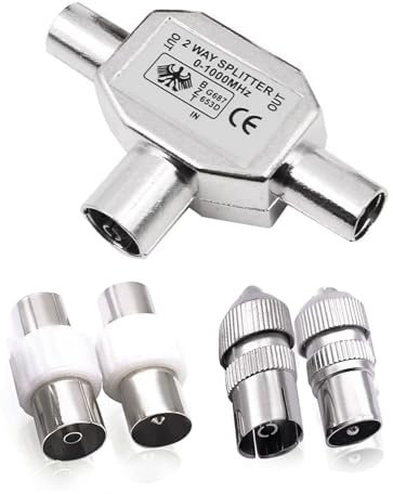 FAST-FX 1 Pcs TV Aerial Splitter 2 Way with Female and Male,Digital Aerial Splitters,Coaxial Digital Signal Antenna Splitter,Cable TV Coax Splitter Male to Male and Female to Female Aerial Connectors