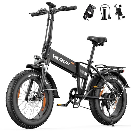 VARUN Bicicleta Electrica Plegable, 20*4.0 Fat Tire Bicicleta Eléctrica Adulto con Batería Extraíble 48V 13Ah, Alcance de 60-120KM, E Bike con 7 Velocidades
