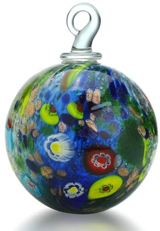 HDCRYSTALGIFTS Hanging Glass Friendship Ball 13cm Blown Glass Art Gazing Ball For Gardens, Windows, Outdoor Decorations, Witch Balls