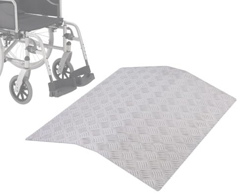 Warmiehomy Wheelchair Ramp 70CM x 60CM x 7.5CM 272KG Loading Capacity Aluminum Alloy Threshold Ramp for Doorways Ramp for Wheelchair Motorbike Bike Stroller, Silver