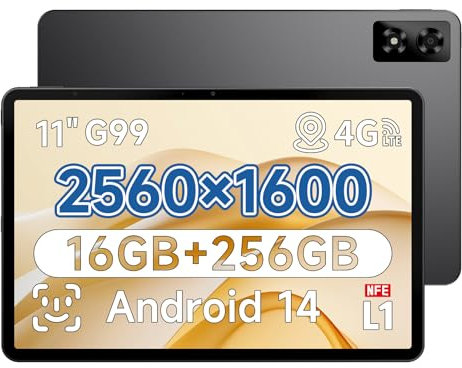 ALLDOCUBE Android 14 Tablet 11Zoll, 2560x1600 2,5K-Display, Helio G99 Octa-Core iPlay70 Pro mit 4 Lautsprechern, 16GB RAM+256GB ROM/TF 1TB, 4G LTE+5G WiFi+BT5.2, 7000mAh, NFE, GPS, Gesichtsentsperrung
