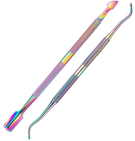 2 Pezzi Forbicine per Cuticole con Spingi Cuticole,Professionale Strumenti per Pedicure Manicure,Gradiente Colore