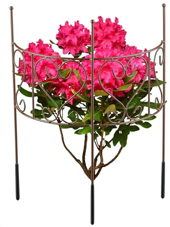 Relaxdays Perennhållare, 1-delat spaljé, pion och hortensia, växtstöd H x B 41,5 x 31 cm, stål, brun