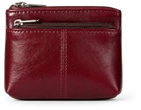 Monedero de cuero encerado con cremallera frontal y trasera, bolsa portátil para guardar tarjetas de crédito, adecuado tanto para hombres como para mujeres, resistente al desgaste y duradero, suave al