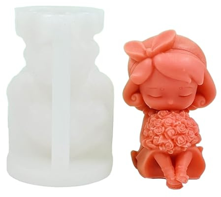 Haiki Molde de silicona para niñas, hecho a mano, para hacer velas perfumadas, jabón, decoración de caramelos