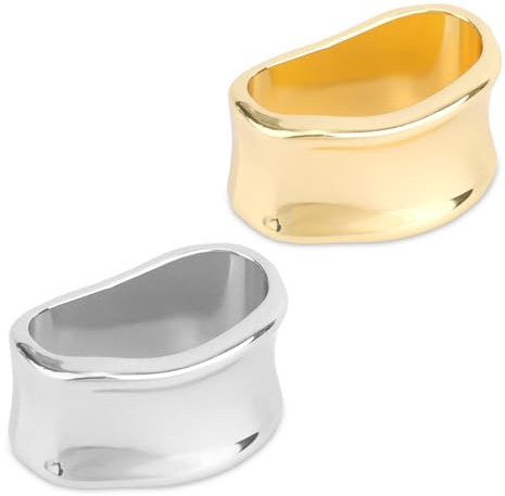 2pcs Silk Scarf Ring Buckles, Minimalist Scarves Clips Geometric Shawl Slide Clasp Brooch Brooches Scarf Loop Holder Clothing Accessories for Women (Silver & Gold)