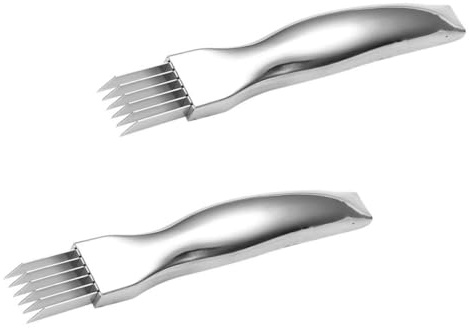 BESPORTBLE Tagliaverdure Multifunzionale in Acciaio Inox 2 Pezzi, Affettatrice per Cipollotti e Scalogni, Tritatore Compatto e Resistente per Cucina Domestica e Professionale