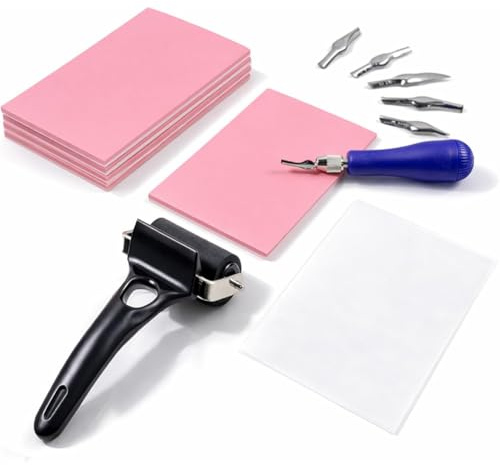 Hipzeepo Kit de Linograbado Artístico para Grabado, Kit de Impresión con Sellos de Goma y Bloques de Linóleo para Principiantes y Artistas.