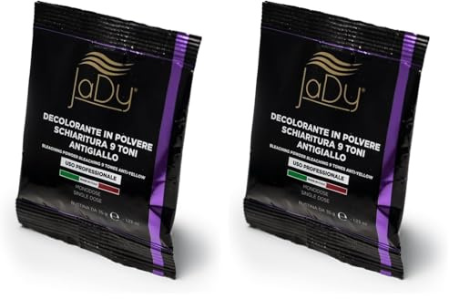 JaDy - Polvere Decolorante Per Capelli Professionale a 9 Toni Antigiallo con Olio di Germe di Grano - Non Gonfia e Non Scalda - Bustine da 35g (Confezione da 2)