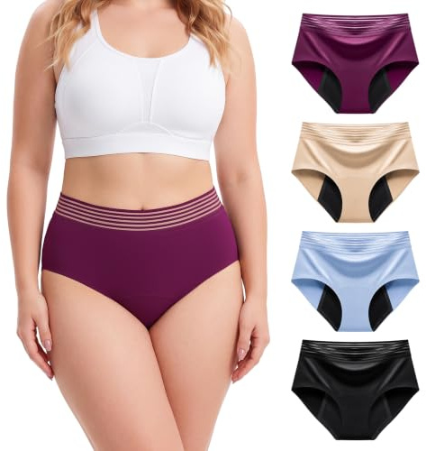 Pack de 4 Bragas Incontinencia Mujer 60-80ml, Ropa Interior Menstrual (XL)