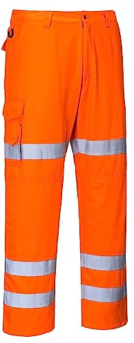 Portwest Pantalones Combat De Alta-Visibilidad Con Tres Bandas, Tamaño: XL, Color: Naranja, RT49ORRXL