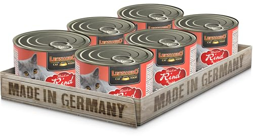 LEONARDO Nourriture Humide Riche en bœuf | Nourriture Humide sans céréales pour Chats | Boîte complète 6x200g