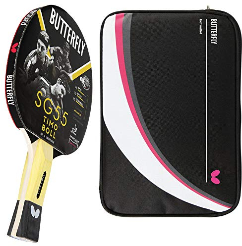 Butterfly Timo Boll SG55 Tischtennisschläger + Tischtennishülle Drive Case 2 | Tischtennisschlägerset | Tischtennis Profi Set