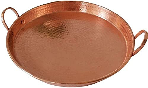 Sartén De Cobre Puro Hecha A Mano Sartén Plato Grueso Utensilios De Cocina De Doble Mango Sartén Sartén Para Hornear Binaural Plato De Frutas Adecuado Para Estufa De Gas-24 cm