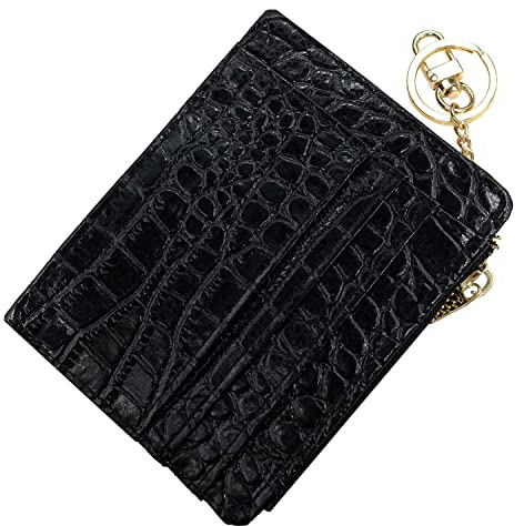 ehsbuy Kartenetui Damen Herren RFID Blocker Leder Kreditkartenetui Klein Portemonnaie mit Reißverschluss Münzfach Schlüsselbund Mini Geldbörse